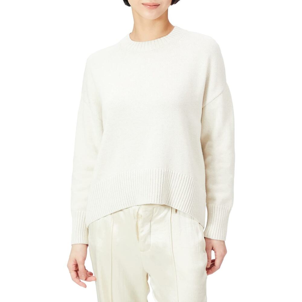 Daily Ritual Womens Solid White Boxy Crew Neck Pullover Sweater XL
